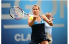 BIRMINGHAM, ENGLAND - JUNE 13:  Barbora Zahlavova Strycova of the Czech Republic in action against Kirsten Flipkens of Belgium during Day Five of the Aegon Classic at Edgbaston Priory Club on June 13, 2014 in Birmingham, England.  (Photo by Jordan Mansfield/Getty Images for Aegon)